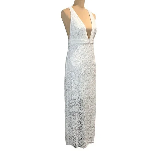 New Reformation Aigio Dress Size 10 Lace Maxi White Wedding Event Prom Timeless - Picture 4 of 16